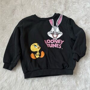 H&M * Warner Bros. Fun Black Looney Tunes Kids Fleece Crewneck